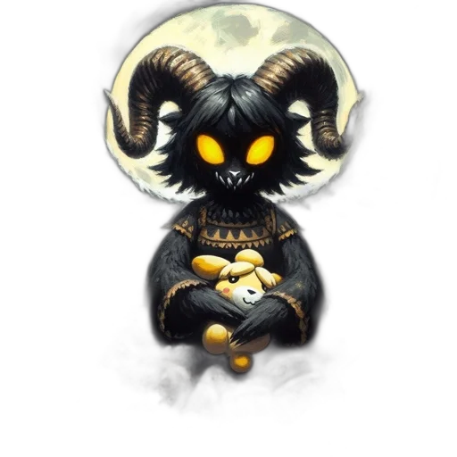 creature, mask, staff, pixel art, concept art, fantasy art, comic book art, dark transparent PNG cut-out