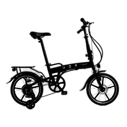 staff, 3d render, photorealistic, cartoon, concept art, black, folding, bicycle transparent PNG cut-out
