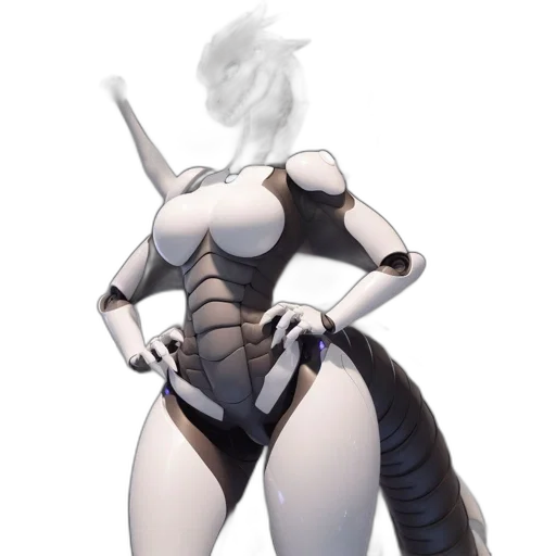 robot, dress, weapon, dragon, concept art, fantasy art, comic book art, 3d render transparent PNG cut-out