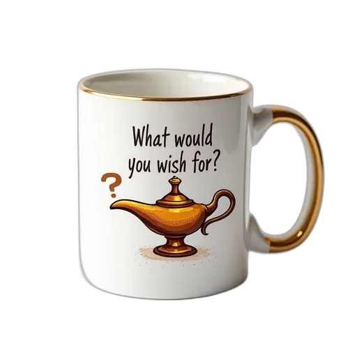 3d render, white, coffee, mug, golden, rim, handle, featuring transparent PNG cut-out