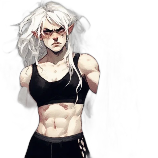 concept art, comic book art, watercolor, pixel art, monochrome, dark, athletic, character transparent PNG cut-out
