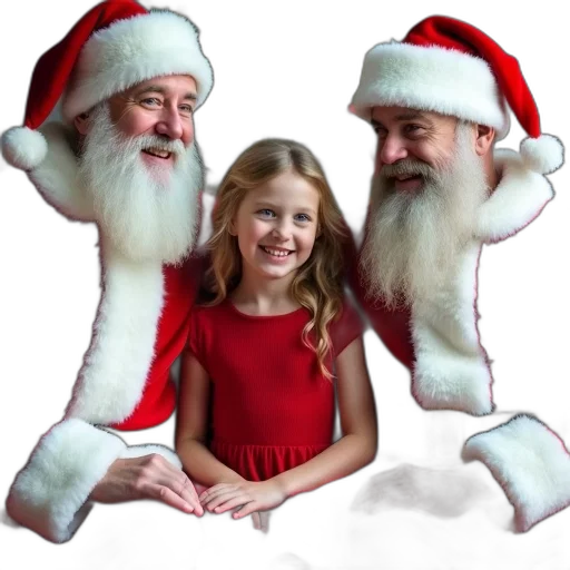 photorealistic, group, people, including, two, men, dressed, santa transparent PNG cut-out