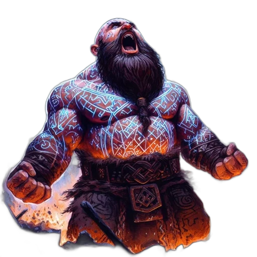 creature, concept art, fantasy art, 3d render, comic book art, imposing, tattooed, warrior transparent PNG cut-out
