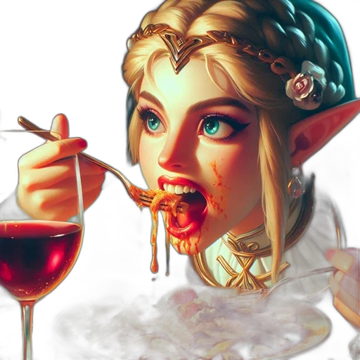 face, food, fantasy art, concept art, pixel art, photorealistic, elven, woman transparent PNG cut-out