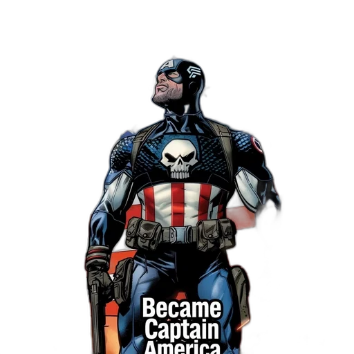comic book art, concept art, character, dressed, captain, america-like, costume, punisher transparent PNG cut-out