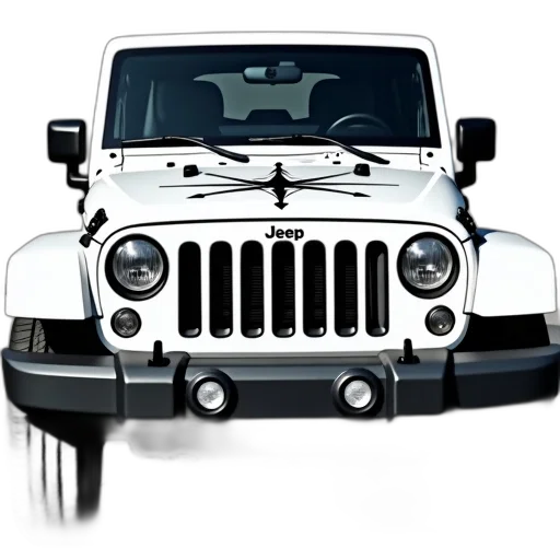 car, photorealistic, 3d render, white, jeep, wrangler, compass, decal transparent PNG cut-out