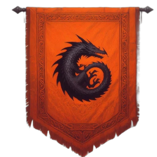 dragon, staff, sword, crown, fantasy art, concept art, red, banner transparent PNG cut-out