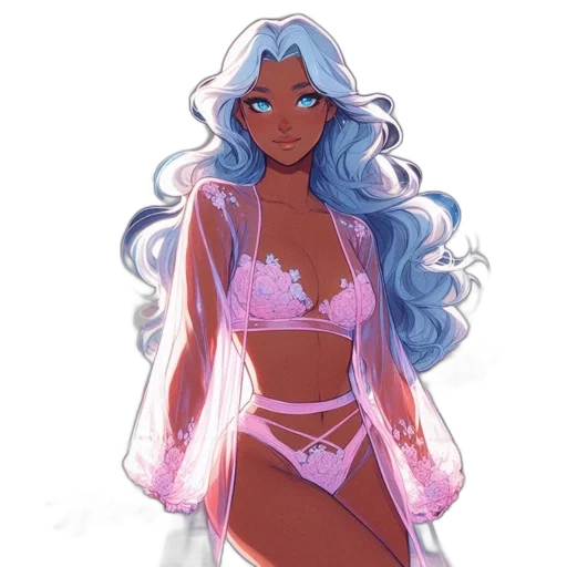 dress, concept art, vaporwave, watercolor, fantasy art, pastel, blue, neon transparent PNG cut-out