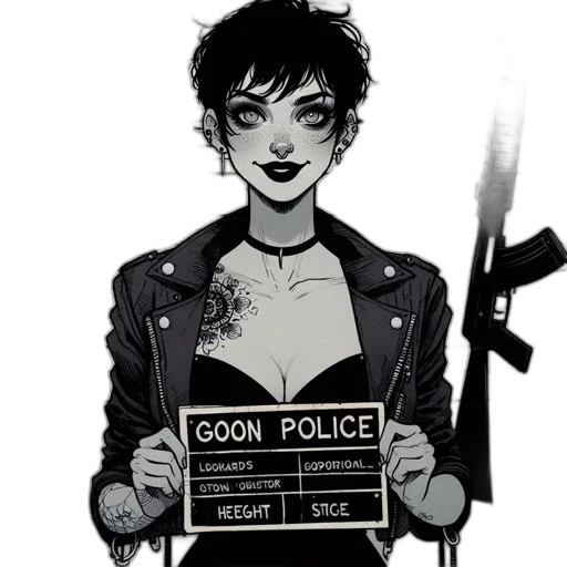 weapon, staff, jacket, comic book art, concept art, cartoon, cyberpunk, neon lights transparent PNG cut-out