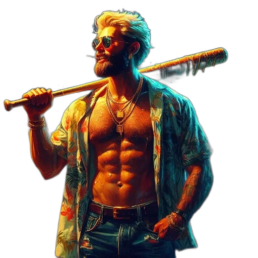 weapon, sword, jacket, staff, cyberpunk, concept art, comic book art, photorealistic transparent PNG cut-out
