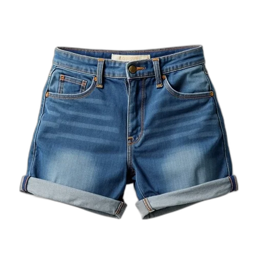 jacket, pair, blue, denim, shorts, button, fly, belt transparent PNG cut-out