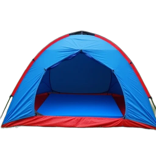 umbrella, jacket, hat, blue, red, tent, set, grassy transparent PNG cut-out