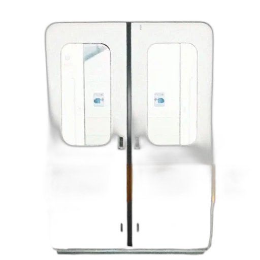 furniture, robot, 3d render, white, door, orange, stripe, two transparent PNG cut-out