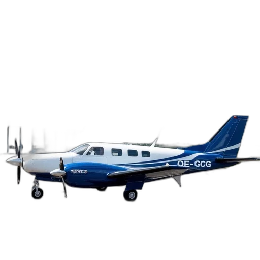 small, white, blue, propeller, plane, registration, oe-gcg, parked transparent PNG cut-out