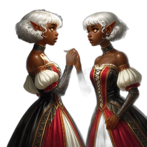 dress, crown, concept art, fantasy art, 3d render, photorealistic, dark, two transparent PNG cut-out