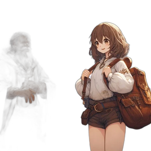 creature, staff, weapon, jacket, concept art, fantasy art, anime, pixel art transparent PNG cut-out