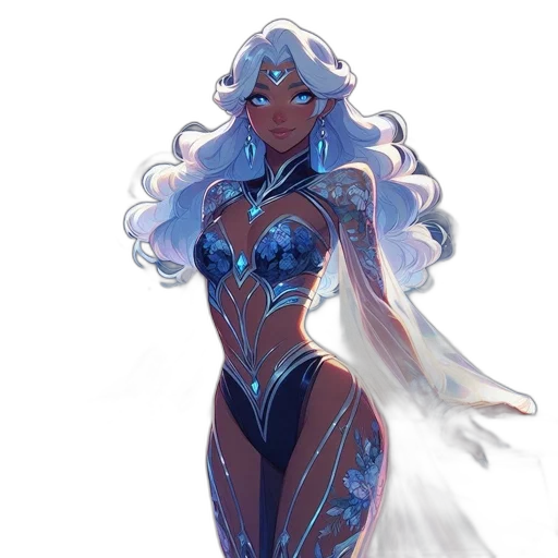 dress, concept art, fantasy art, anime, comic book art, blue, pastel, monochrome transparent PNG cut-out