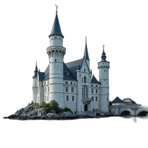 building, crown, concept art, 3d render, fantasy art, photorealistic, majestic, white transparent PNG cut-out