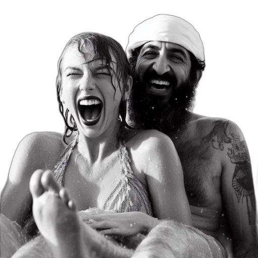 photorealistic, two, people, man, woman, smile, laugh, aboard transparent PNG cut-out