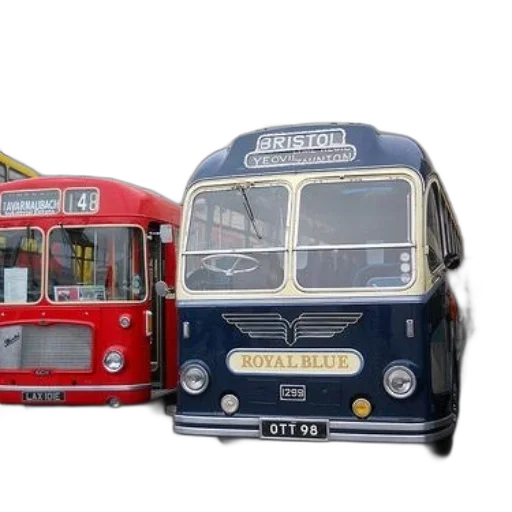 two, vintage, buses, one, red, number, 148, other transparent PNG cut-out