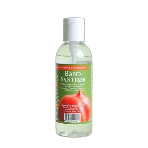 bottle, hand, sanitizer, white, cap, label, featuring, green transparent PNG cut-out