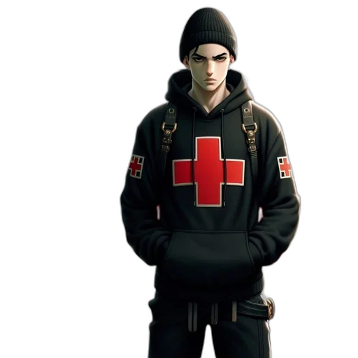 jacket, staff, concept art, 3d render, pixel art, cyberpunk, two, individuals transparent PNG cut-out