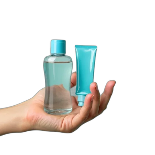 bottle, 3d render, photorealistic, hand, holding, mouthwash, tube transparent PNG cut-out