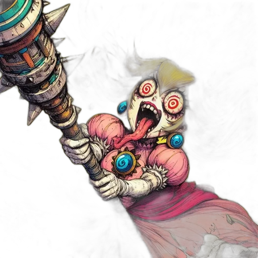 staff, weapon, mask, face, concept art, fantasy art, watercolor, 3d render transparent PNG cut-out