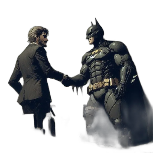 concept art, comic book art, fantasy art, photorealistic, two, men, one, suit transparent PNG cut-out