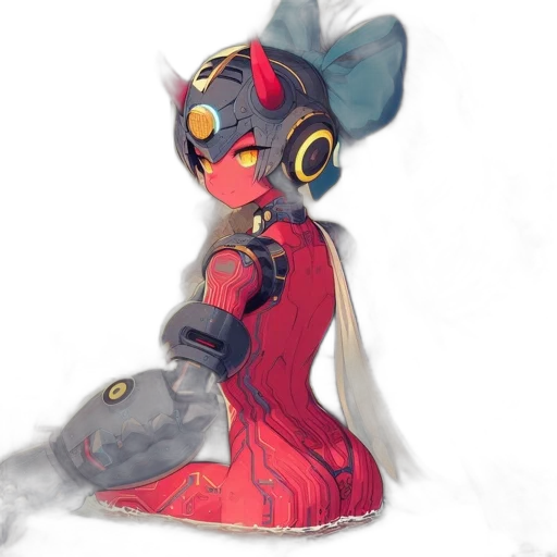 robot, mask, weapon, dress, concept art, fantasy art, cyberpunk, pixel art transparent PNG cut-out