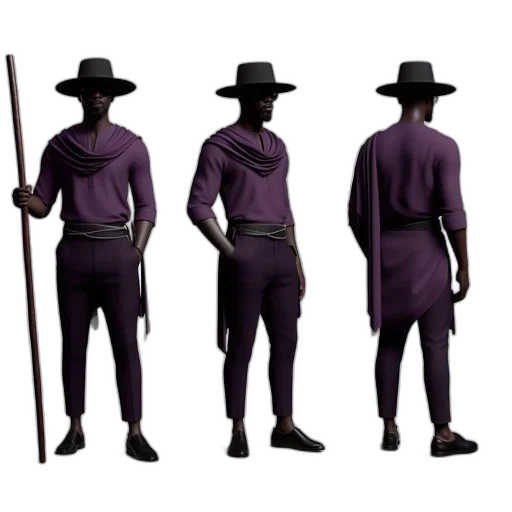 staff, hat, concept art, 3d render, pixel art, fantasy art, dark, monochrome transparent PNG cut-out