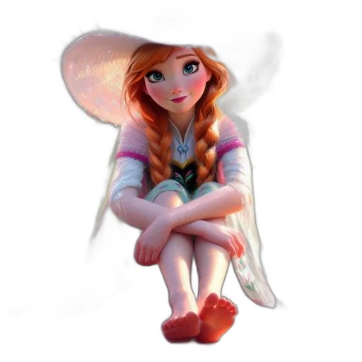 dress, hat, staff, umbrella, fantasy art, concept art, 3d render, photorealistic transparent PNG cut-out