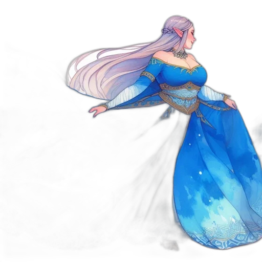 dress, dragon, concept art, fantasy art, watercolor, pixel art, underwater, blue transparent PNG cut-out