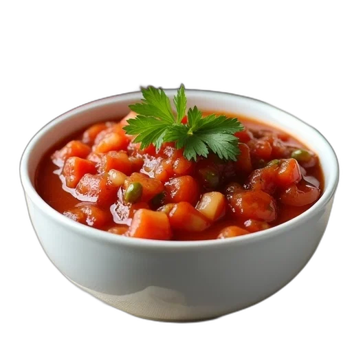 food, crown, photorealistic, 3d render, bowl, salsa, garnished, sprig transparent PNG cut-out