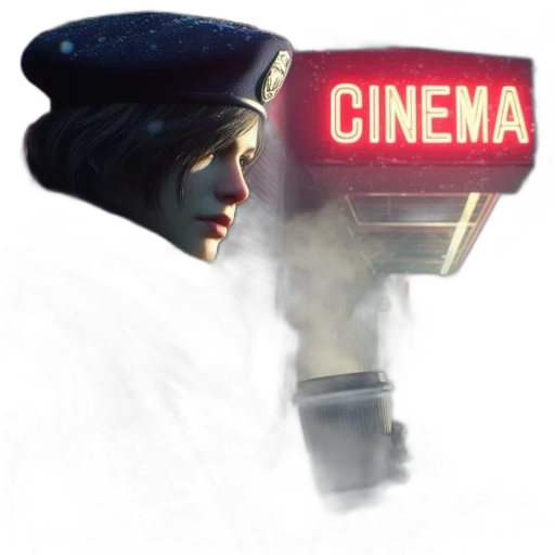 robot, hat, face, mask, concept art, 3d render, cyberpunk, photorealistic transparent PNG cut-out