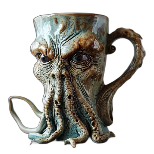 creature, mask, 3d render, photorealistic, concept art, fantasy art, underwater, ceramic transparent PNG cut-out