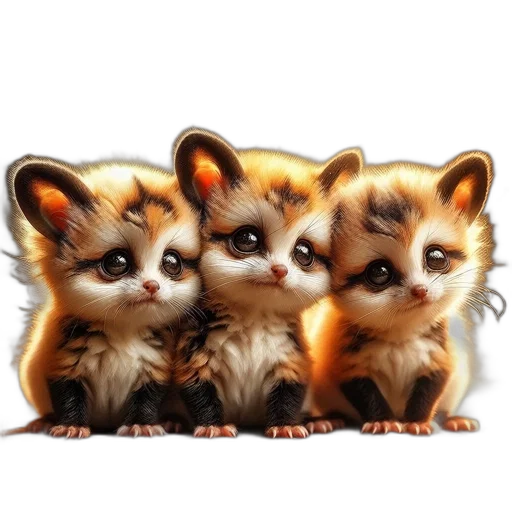 photorealistic, oil painting, 3d render, fantasy art, three, furry, creatures, colorful transparent PNG cut-out