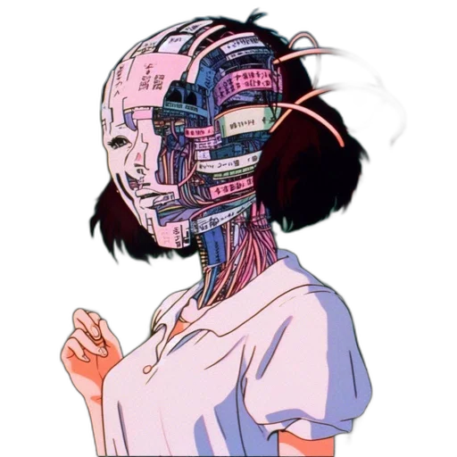 robot, mask, face, creature, cyberpunk, vaporwave, anime, pixel art transparent PNG cut-out