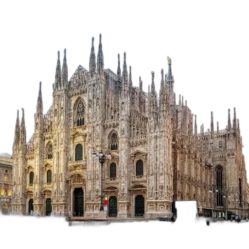 building, crown, photorealistic, 3d render, concept art, duomo, milano, gothic transparent PNG cut-out