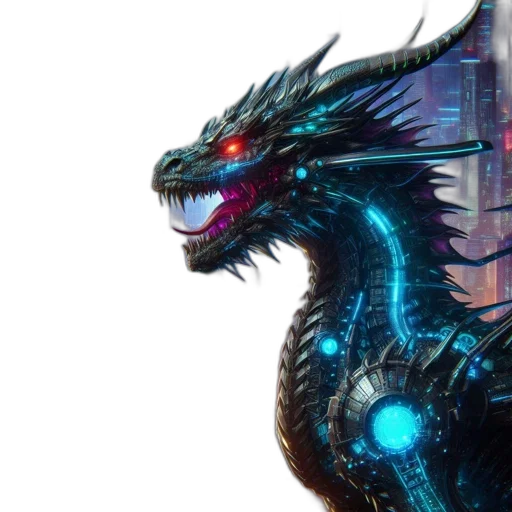 dragon, creature, concept art, fantasy art, 3d render, comic book art, blue, large transparent PNG cut-out