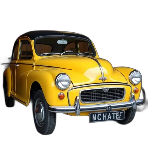 car, 3d render, photorealistic, concept art, vintage, yellow, black, accents transparent PNG cut-out