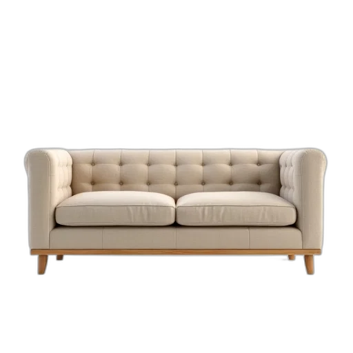 furniture, 3d render, earth tones, beige, fabric, sofa, tufted, backrest transparent PNG cut-out