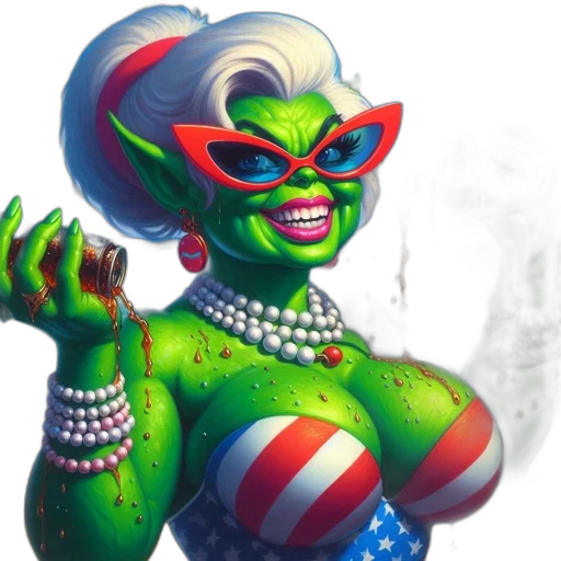 concept art, comic book art, fantasy art, cartoon, green-skinned, white-haired, character, wearing transparent PNG cut-out