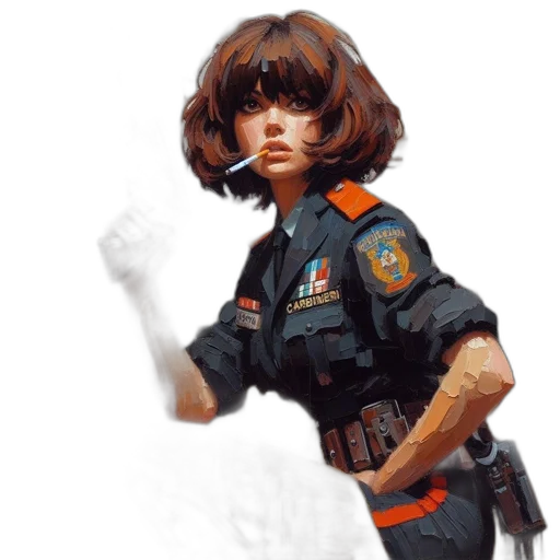 weapon, staff, jacket, robot, concept art, comic book art, photorealistic, fantasy art transparent PNG cut-out