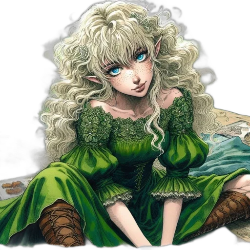 dragon, fantasy art, concept art, anime, photorealistic, green, female, character transparent PNG cut-out