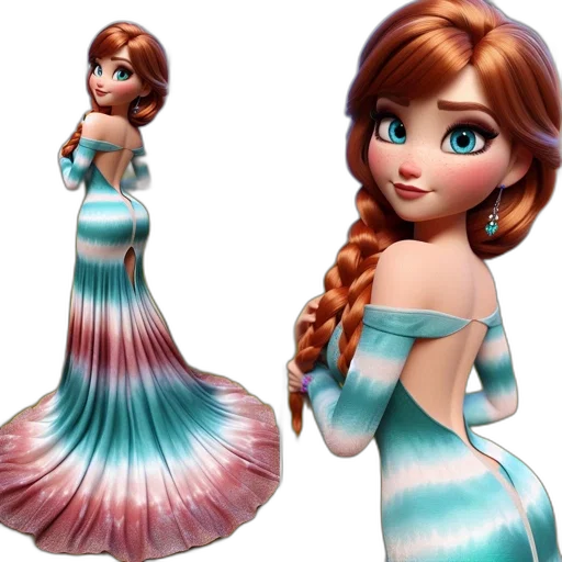 dress, 3d render, concept art, fantasy art, cartoon, female, character, long transparent PNG cut-out