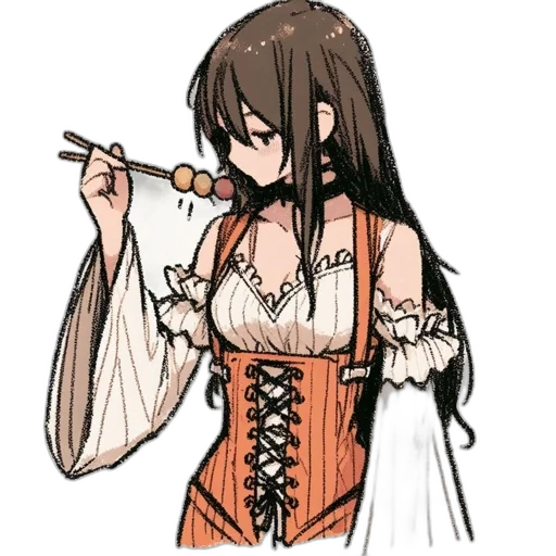 dress, staff, weapon, jewelry, concept art, anime, fantasy art, pixel art transparent PNG cut-out