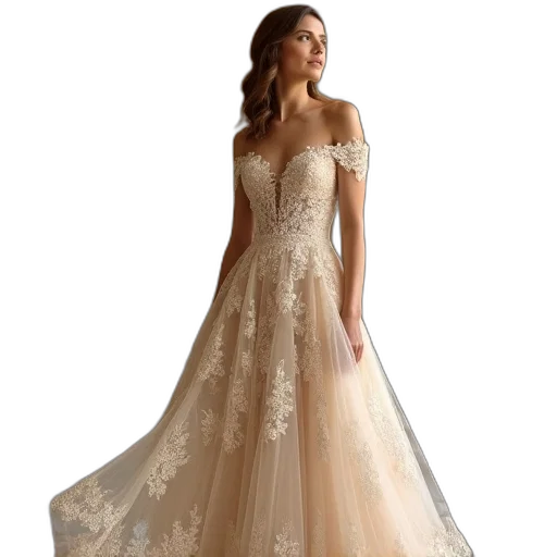 dress, golden, quincey, lace, ball, gown, champagne transparent PNG cut-out