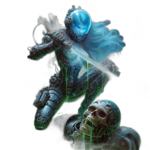 robot, creature, mask, staff, concept art, fantasy art, comic book art, pixel art transparent PNG cut-out