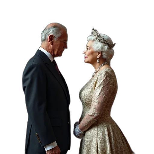 crown, hat, dress, umbrella, photorealistic, queen, prince, philip transparent PNG cut-out